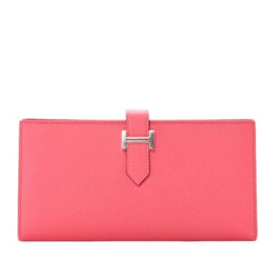 Hermes Bearn Gusset Rose Epsom Wallet PHW