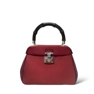Gucci Lady Lock Bamboo Red Satin Handle Bag
