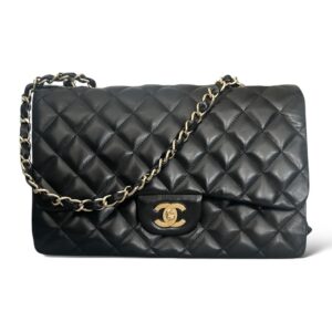 Chanel Black Lambskin Classic Jumbo Single Flap Bag